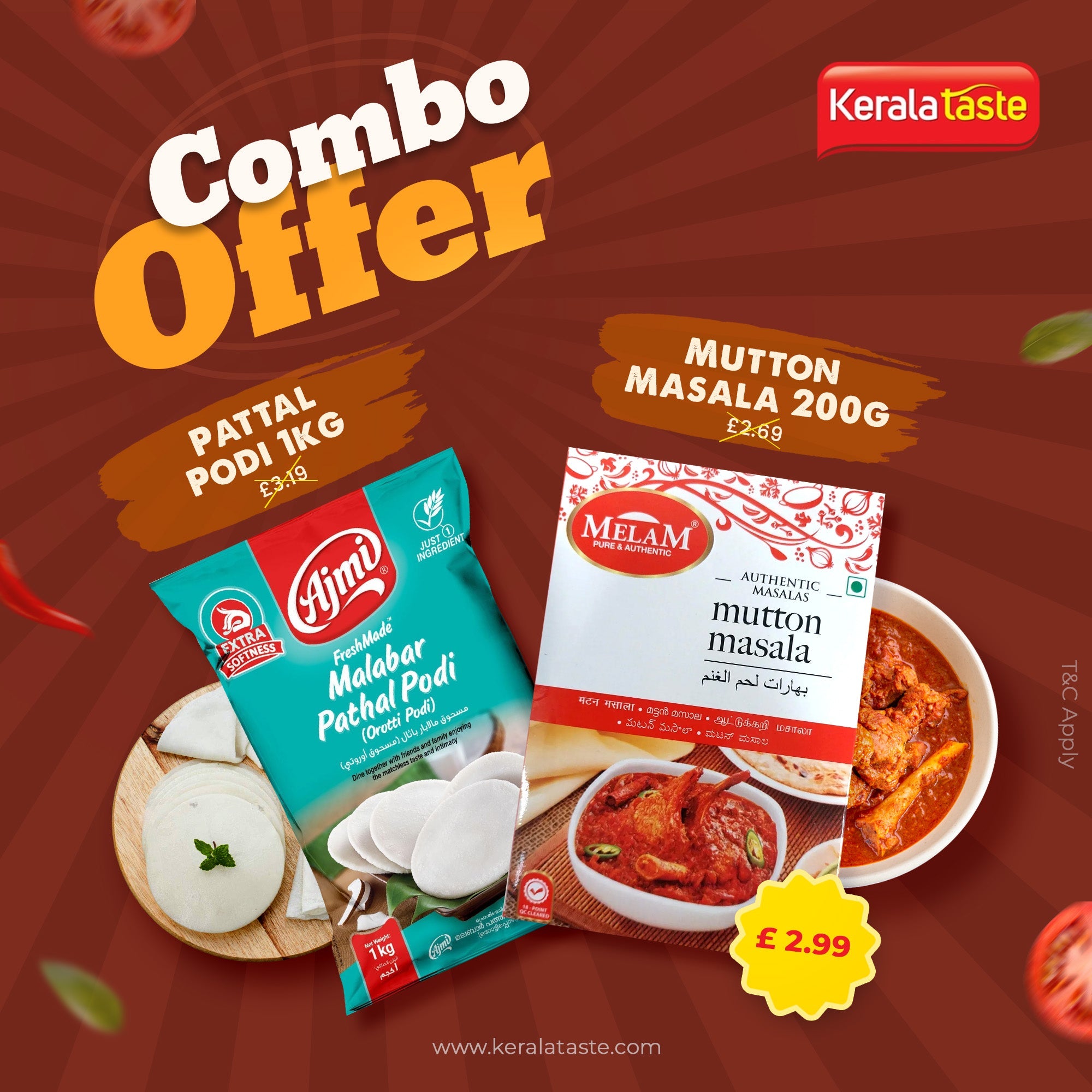 Ajmi Pathal Podi 1 Kg & Melam Mutton Masala 200 g  Combo Offer
