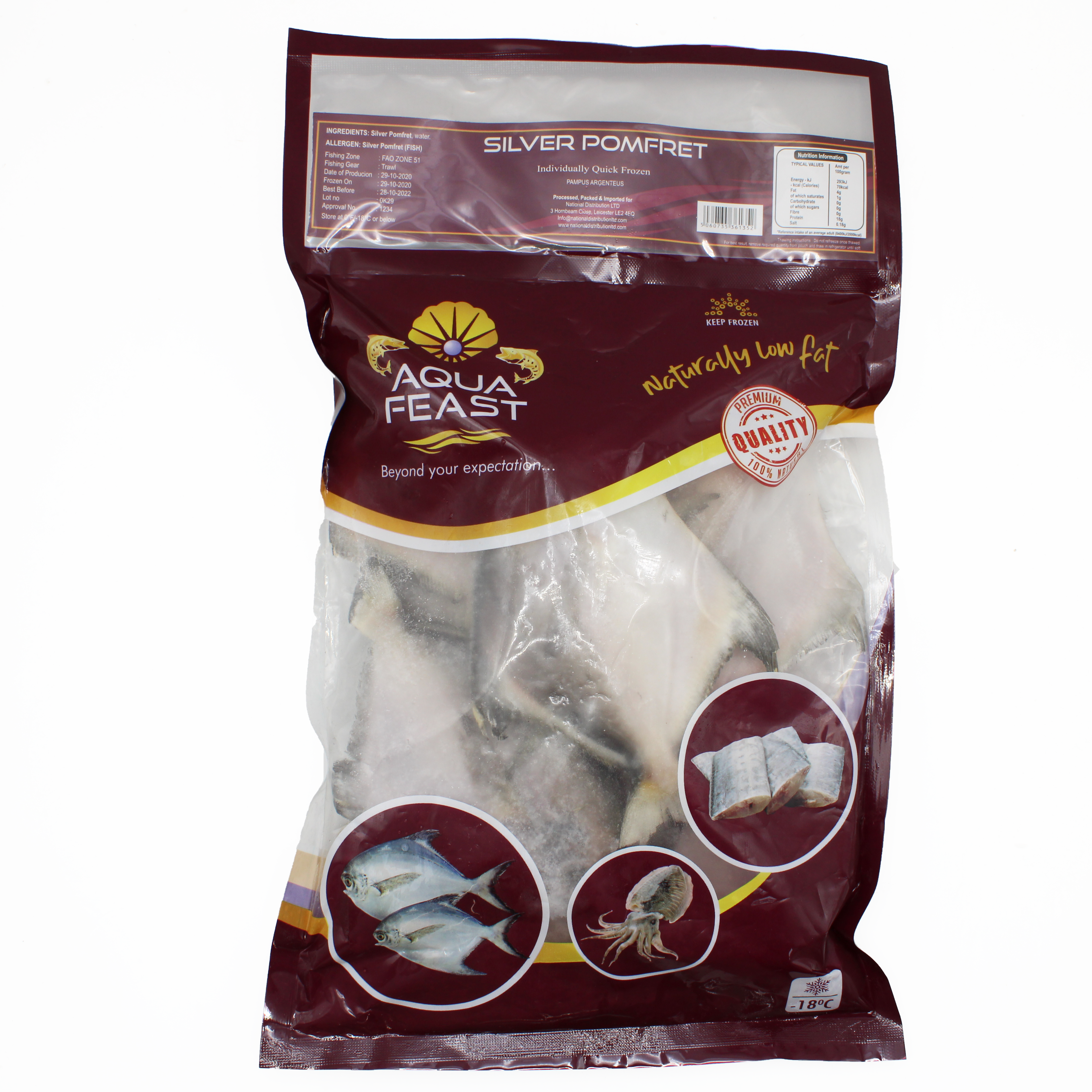 Silver Pomfret by AquaFeast 1kg
